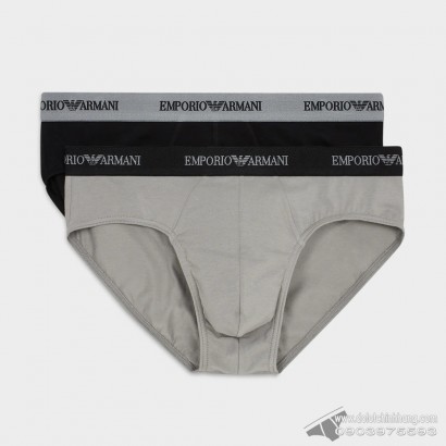 Quần lót nam Emporio Armani Stretch Cotton Brief 2-pack Black/Grey